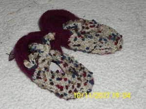 Hausschuhe Baby Strickfilz Handarbeit Gr.16/17 Rot/Bunt - Bild 1 von 5
