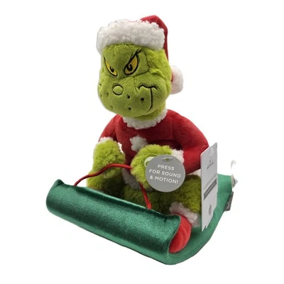 Hallmark Grinch Sledding Sound Motion Plush Animated Christmas Holiday NEW - Image 1 of 3