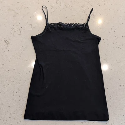 Camiseta sin mangas Hanro para mujer GRANDE negra de encaje con espagueti cami salón ropa para dormir NUEVA  Foto 1 de 4