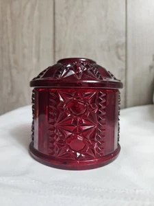 INDIANA GLAS, rot "Bars & Stars" FEENLAMPENSCHIRM nur oben, 4" hoch, Vintage #2 - Bild 1 von 12