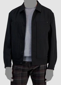 Hugo Boss Men's Black Lined Regular-Fit Solid Virgin Wool Coat Jacket Size Large - Picture 1 of 5