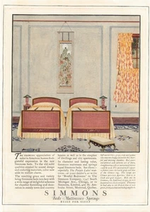 Colchones de camas Simmons 1923 resortes anuncios impresos vintage muebles de cámara - Imagen 1 de 1