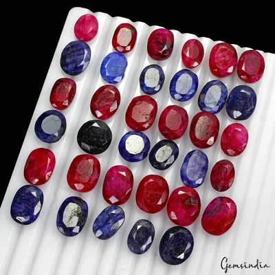 Lote de 35 piezas de piedras preciosas al por mayor de corte ovalado de berilo azul rojo natural de 340 quilates para joyería Foto 1 de 4