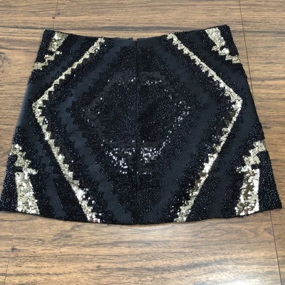 Minifalda diseño geométrico lentejuelas dorada y negra talla grande forrada pesada Foto 1 de 4
