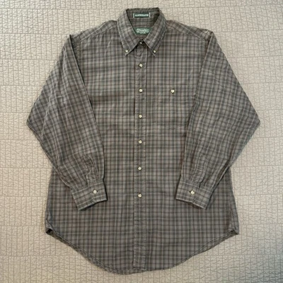 Vintage Gitman Bros Shirt Mens Large Gray Plaid Long Sleeve Button Up USA Made - Image 1 of 4