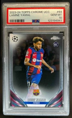 2023 Topps Cromo UEFA Lamine Yamal RC Novato #64 Barcelona PSA 10 Foto 1 de 2