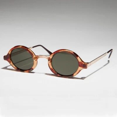 Art Deco Oval Sunglass with Embossed Temples Tortoise/Gold /Green Lens - Degas - Image 1 of 3