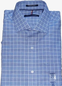 Tommy Hilfiger Mens Regular Fit Plaid Shirt Cotton and Polyester Blue Size Large - Picture 1 of 2
