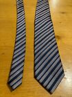 Dehaviland Mens Tie Navy Blue Pink Striped Pattern Design Polyester Necktie 
