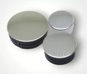 Round End Caps Chrome Plated Plastic Blanking Tube Pipe Inserts Plugs Bungs - Picture 1 of 4