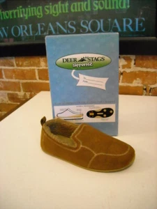 Deer Stags Slipperooz Lounge Brown Microsuede Faux Shearling Slipper Shoe New - Picture 1 of 2