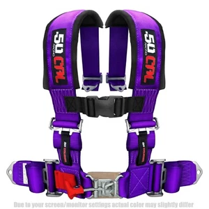 Arnés de seguridad púrpura de carreras calibre 50 4 puntos 2 pulgadas cosido en almohadilla correa de esternón - Imagen 1 de 6