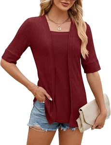 Maglietta Da Donna Scollo Quadrato Camicie Estive Elegante Blusa Tee T-Shirt Man - Foto 1 di 12