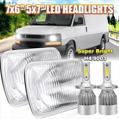 Par de faros LED 7x6 5x7 alto/bajo para camioneta de carga Chevy Express 1500 2500 3500 Foto 1 de 4