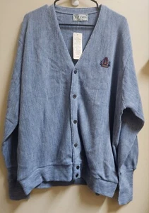 Vintage Izod Blue Cardigan Sweater Made In USA Crest Logo Men’s XL Tall  button - Picture 1 of 5