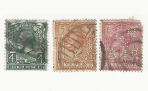 1912-13 used 3 Great Britain stamps #'s 165-167 King Edward VII; CV $11.75 - Picture 1 of 2