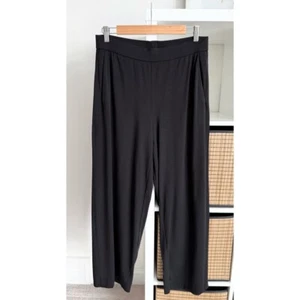 Eileen Fisher Wide Leg High Waist Jersey Pants Black Sz S - Picture 1 of 7