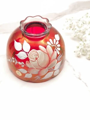 Vintage Westmoreland Signed Hand Painted Ruby Fairy Light Lamp Shade - Image 1 of 4