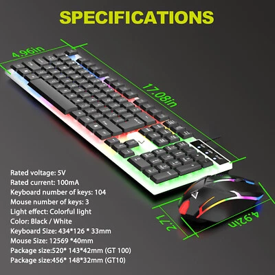 Wired Gaming Keyboard and Mouse Kit Backlit Mechanical for Computer Desktop - Image 1 of 4
