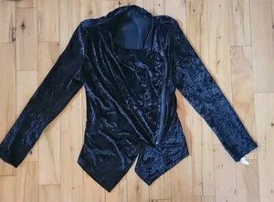 BLANKNYC Anthropologie Crushed Velvet Draped Biker Moto Jacket Zipper Black Sz S - Picture 1 of 8