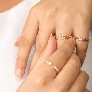 VS/F-G Diamond Evil Eye Band Stackable 14k Gold-For Mother's Day GiftšJewelry - Picture 1 of 10