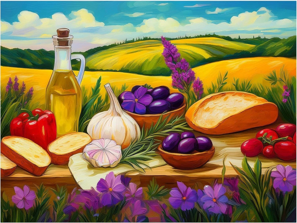 Mural Azulejo Bodegón Rústico Country Desayuno Cocina Salpicadero Mármol Cerámica Foto 1 de 1