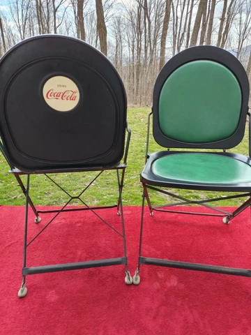 2 Vintage Coca-Cola Folding Chairs BTC Hostess Cortland N.Y. RARE please read Cover