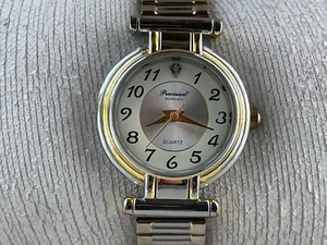 Precision by Gruen Ladies Wristwatch Gold/SIlver Tone Stretched Metal Band Watch - Picture 1 of 9