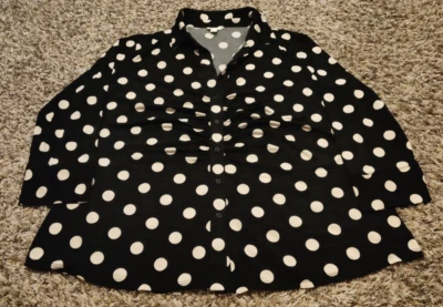Cato Shirt Blouse Womens 18W 20W Black Polka Dot Long Sleeve Button Front - Image 1 of 4