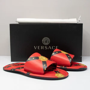 Versace Red Bondage Medusa Logo Slides - Size 41 (8 US) - Picture 1 of 8