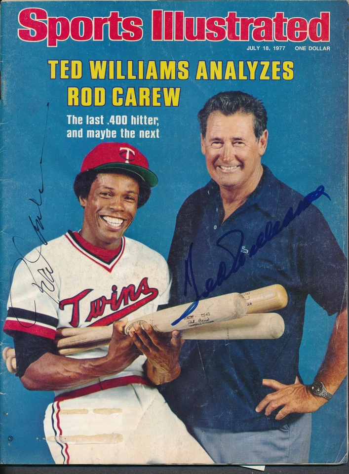 Revista firmada por Rod Carew Ted Williams 18/07/77 SI autógrafo automático PSA/DNA G61117 Foto 1 de 1