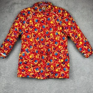 Hanna Andersson Girls Winter Wear Red Floral Coat Size 8 -10 Full Zip Puffer - Picture 1 of 16