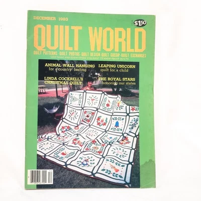 Quilt World Magazine December 1983 Animal Wall Hanging Leaping Unicorn Royal - Image 1 of 4