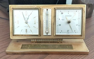 Vintage Seth Thomas Messing Tischuhr Thermometer Barometer funktioniert - Bild 1 von 6