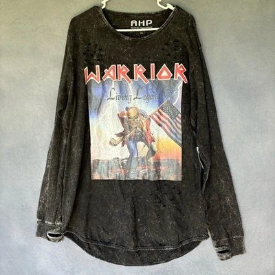 Another Hype Piece Shirt AHP 2XL Warrior Living Legend Distressed Skeleton Flag - Image 1 of 4