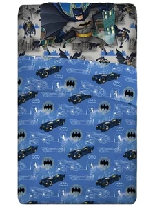 DC Comics Batman Super Hero Microfiber Sheet Set, Blue & Black Twin Bed Sheets - Picture 1 of 3