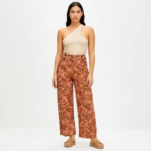 Significant Other Trouser AUS 12 US8 Brown Eva Palm Print Linen Wide Leg Pant - Picture 1 of 7