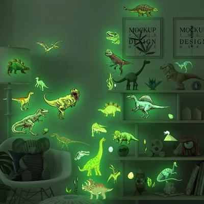 3D Dinosaurs Decals Glow in the Dark Wall stickers Kids Nursery Room Home Decor - Image 1 of 4