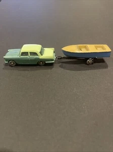 Matchbox Lesney No29 Austin A55 Cambridge and No48 Meteor Sportsman Boat - Picture 1 of 12