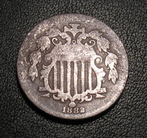 Old US Coins 1882  5 C Shield Five Cents Nickel Cover