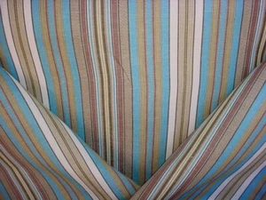 26-5/8Y Mulberry FD680 Merripen Stripe Sky Brown Cotton Stripe Upholstery Fabric - Picture 1 of 4