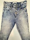 Kancan Women's Blue Denim Jeans Size 7/27 Button Front 5 Pockets Straight