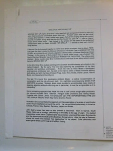 Kit de prensa BRIAN ENO John Cale camino equivocado - Imagen 1 de 1