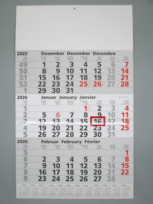 Kalender - 3 Monats-Kalender - Planer - Wandkalender 2026 - NEU - Bild 1 von 3