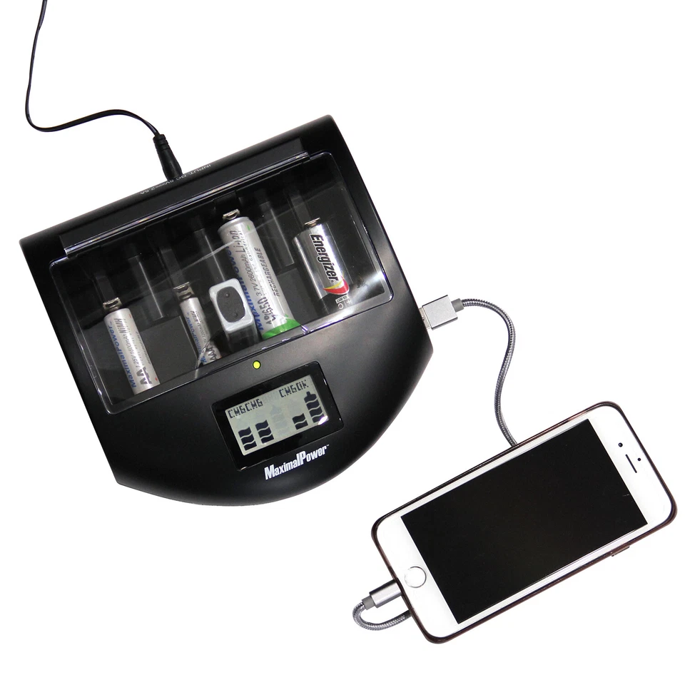 MaximalPower Battery Charger Alk/NiMh/Li-ion AA AAA C D w/ USB Port Mark II - Image 1 of 4