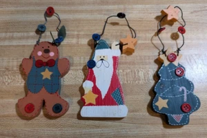 Vintage Massivholz Weihnachtsbaum, Lebkuchenmann & Weihnachtsmann Deko - Bild 1 von 2