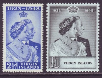 Islas Vírgenes 1949 SC 90-91 MH Set Boda Plata Foto 1 de 3