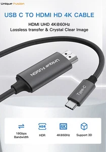 2m Tipo C USB C a HDMI 4K Cable TV Adaptador Teléfono Móvil Tablet HDTV para Samsung - Imagen 1 de 8