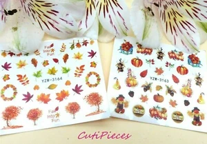Nail Art Autumn Fall Thanksgiving Maple Water Decal Sticker Transfer Manicure - Picture 1 of 4