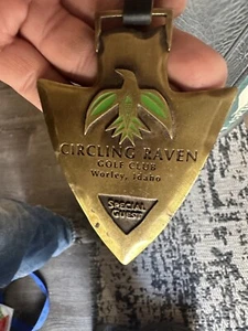 Circling Raven Golf Club Worley Idaho 4” Metal Golf Bag Tag W/ Leather Strap…….. - Picture 1 of 2